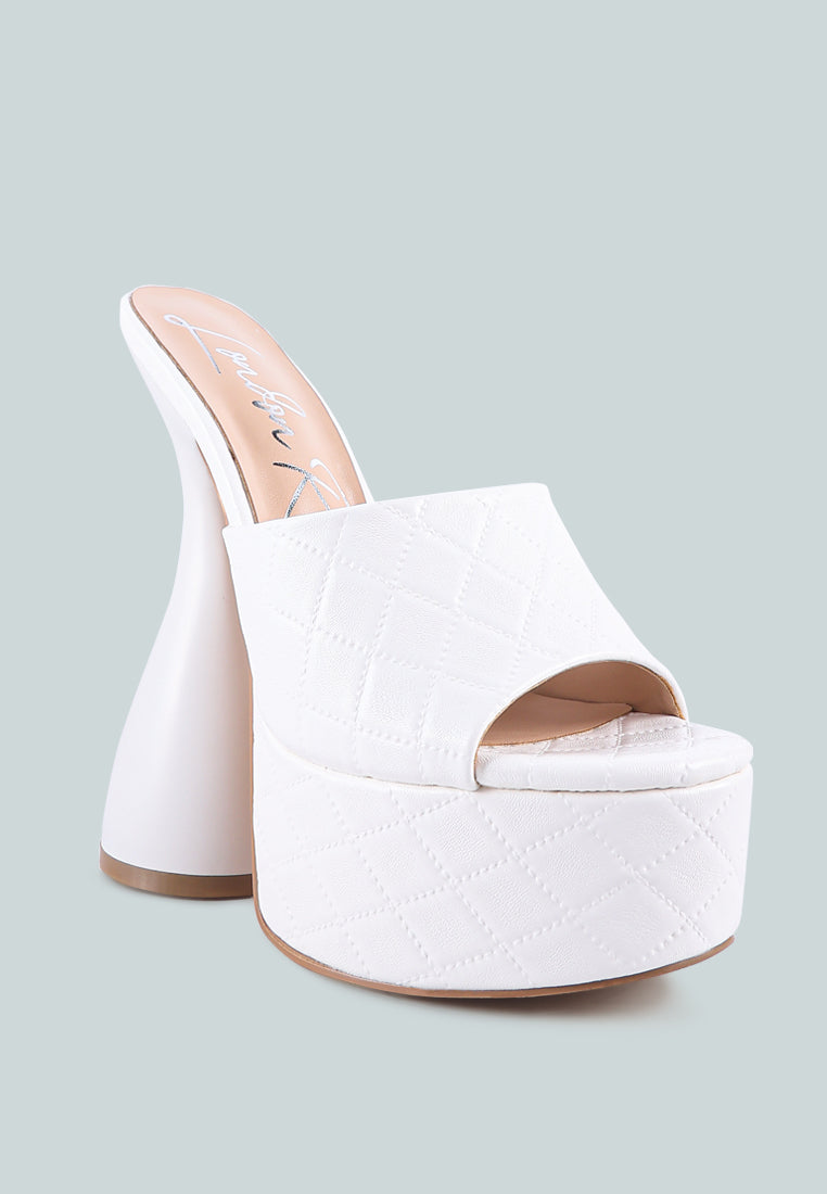 Oomph Quilted Hourglass Heel Platform Sandals - Glamourous Grace