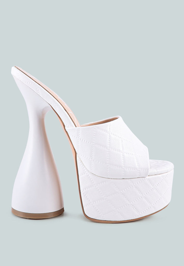 Oomph Quilted Hourglass Heel Platform Sandals - Glamourous Grace