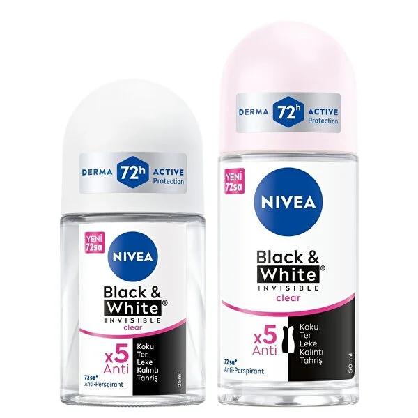 Nivea Black&White Women's Roll-on Deodorant - Long-lasting Anti-perspirant Protection, Dermatologically Tested, Anti-stain Formula - Glamourous Grace