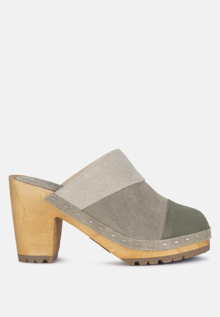Ochroma Vintage Patchwork Suede Mule Clogs - Glamourous Grace