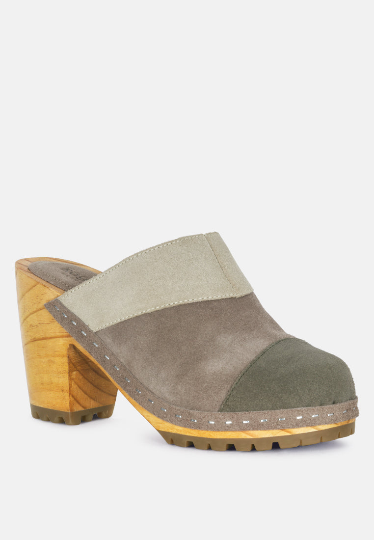 Ochroma Vintage Patchwork Suede Mule Clogs - Glamourous Grace