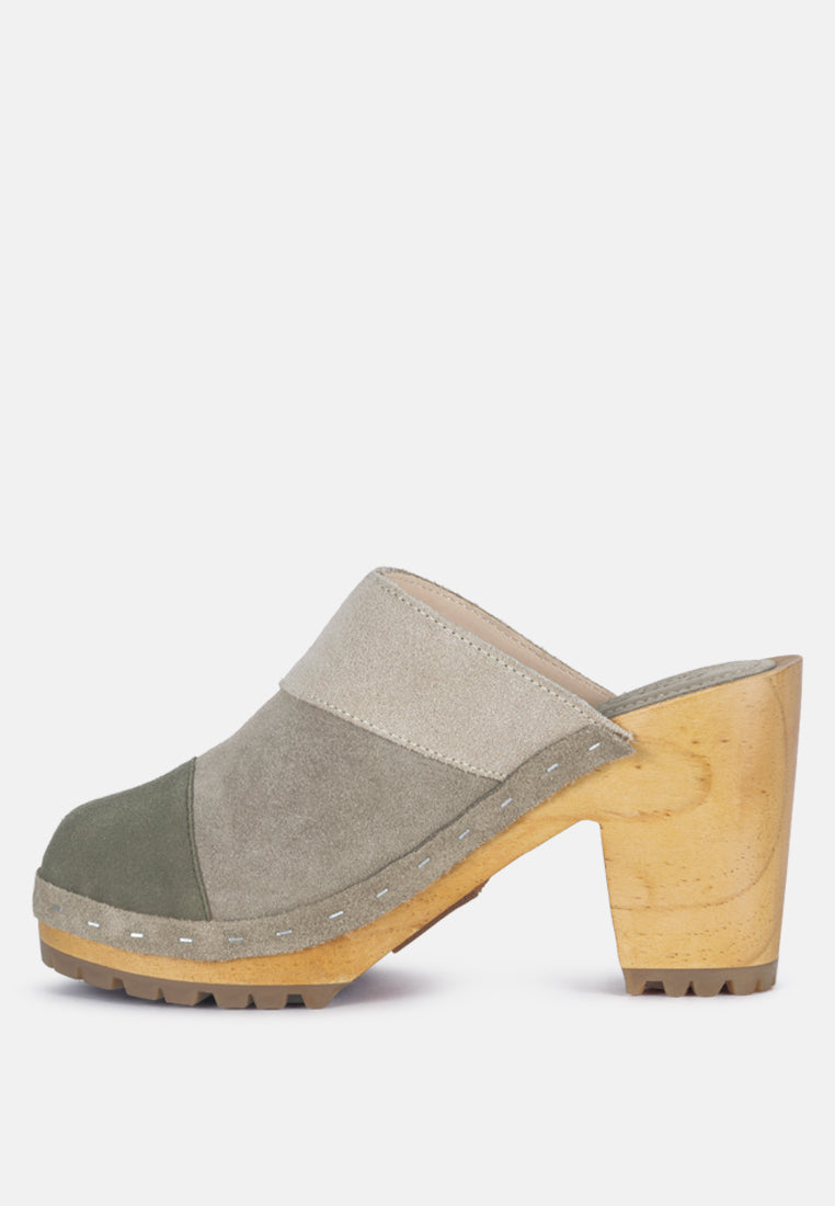 Ochroma Vintage Patchwork Suede Mule Clogs - Glamourous Grace