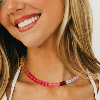 Ombre Semi-Precious Beaded Necklace - WATERPROOF