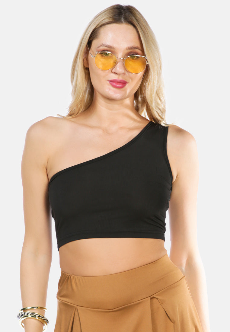 One Shoulder Knitted Crop Top - Glamourous Grace