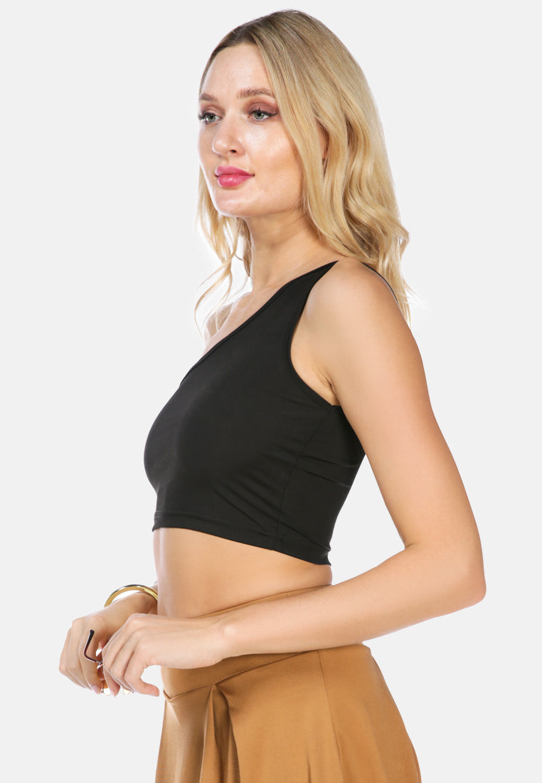 One Shoulder Knitted Crop Top - Glamourous Grace