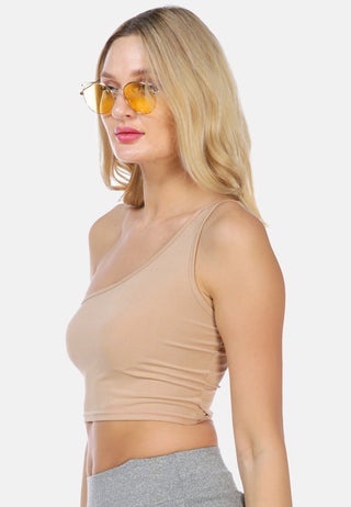One Shoulder Knitted Crop Top