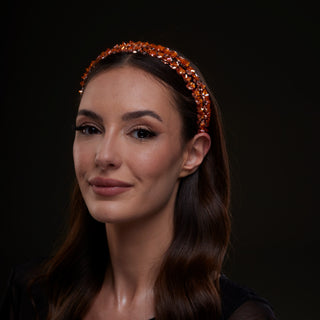 Orange Crystal Beaded Hairband - Glamourous Grace
