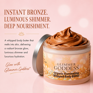Organic Whipped Bronzing Body Butter – Shimmering Body Moisturizer with Instant Bronze Glow - Glamourous Grace