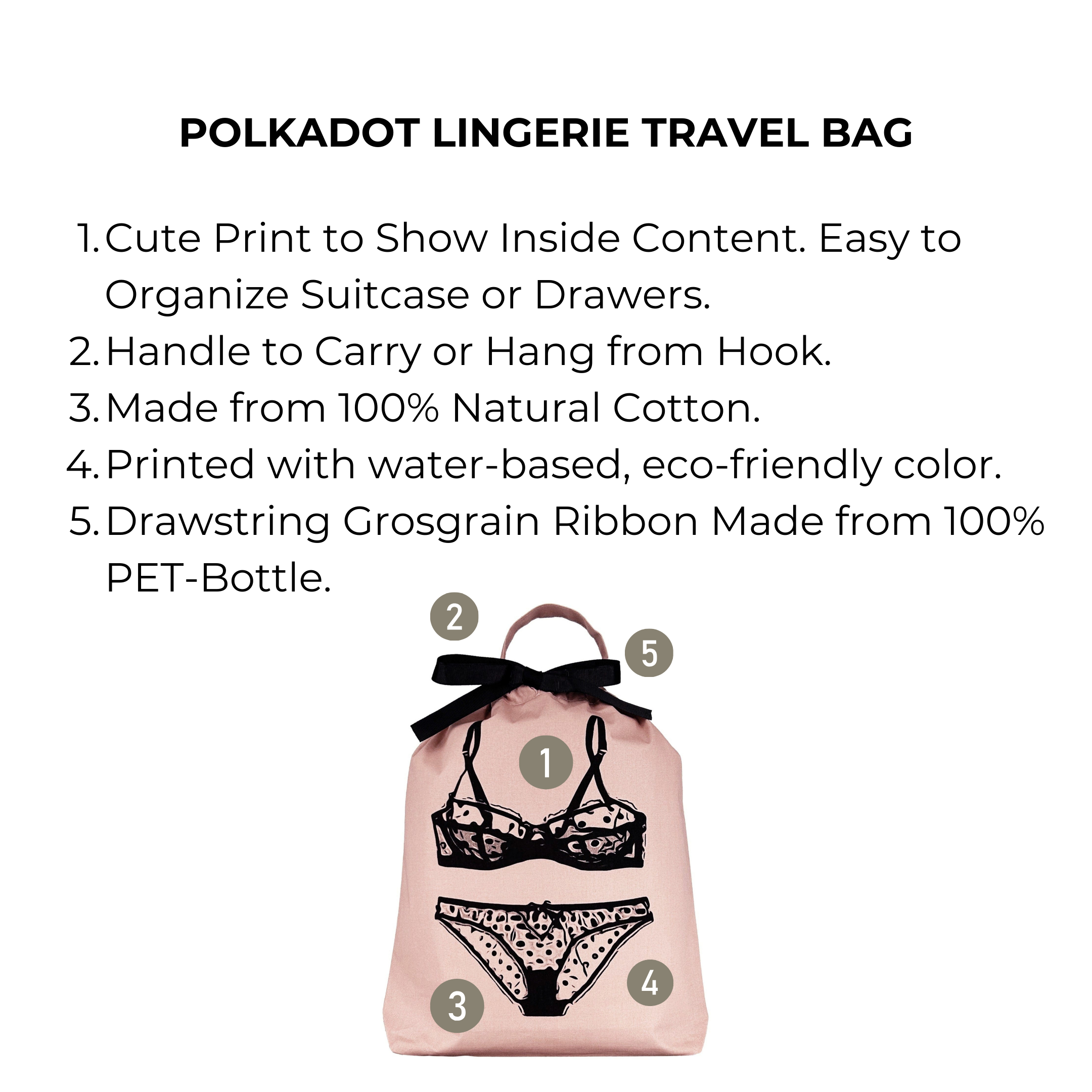 Polkadot Lingerie Travel Bag – Pink/Blush - Glamourous Grace