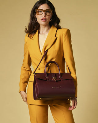 Oriana (eggplant) - Italian calf leather women's handbag (with shoulder strap) - Glamourous Grace