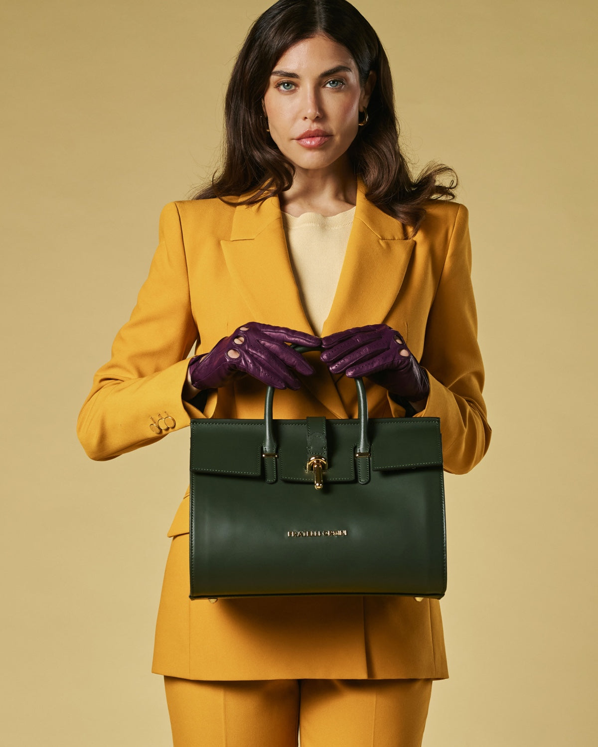 Oriana (green) - Italian calf leather women's handbag (with shoulder strap) - Glamourous Grace