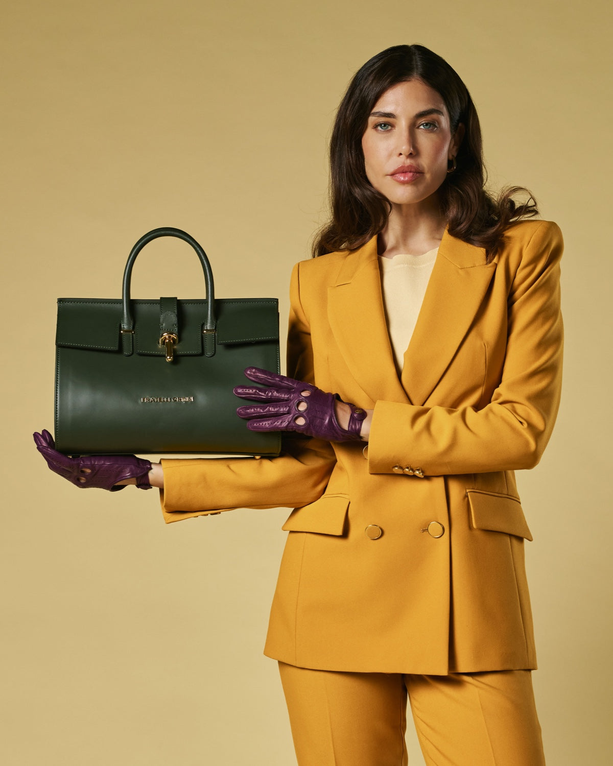 Oriana (green) - Italian calf leather women's handbag (with shoulder strap) - Glamourous Grace