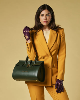 Oriana (green) - Italian calf leather women's handbag (with shoulder strap) - Glamourous Grace
