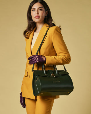 Oriana (green) - Italian calf leather women's handbag (with shoulder strap) - Glamourous Grace