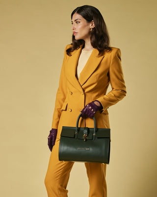 Oriana (green) - Italian calf leather women's handbag (with shoulder strap) - Glamourous Grace