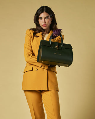 Oriana (green) - Italian calf leather women's handbag (with shoulder strap) - Glamourous Grace