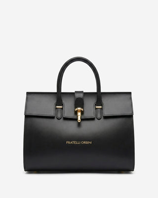 Oriana (black) - Italian calf leather women's handbag (with shoulder strap) - Glamourous Grace