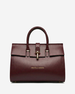 Oriana (eggplant) - Italian calf leather women's handbag (with shoulder strap) - Glamourous Grace