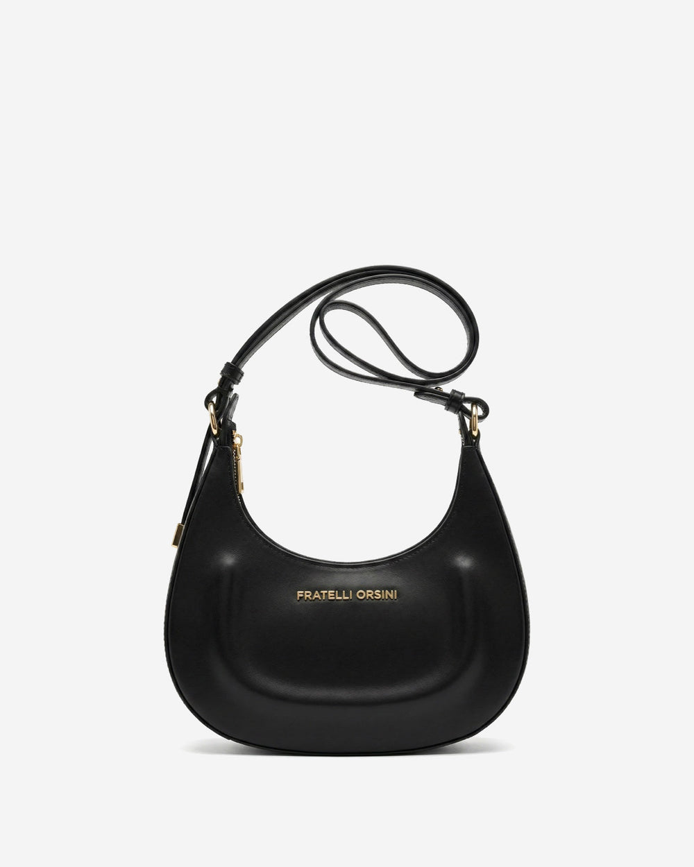 Ornella (black) - Italian calf leather women's crossbody bag (with shoulder strap) - Glamourous Grace