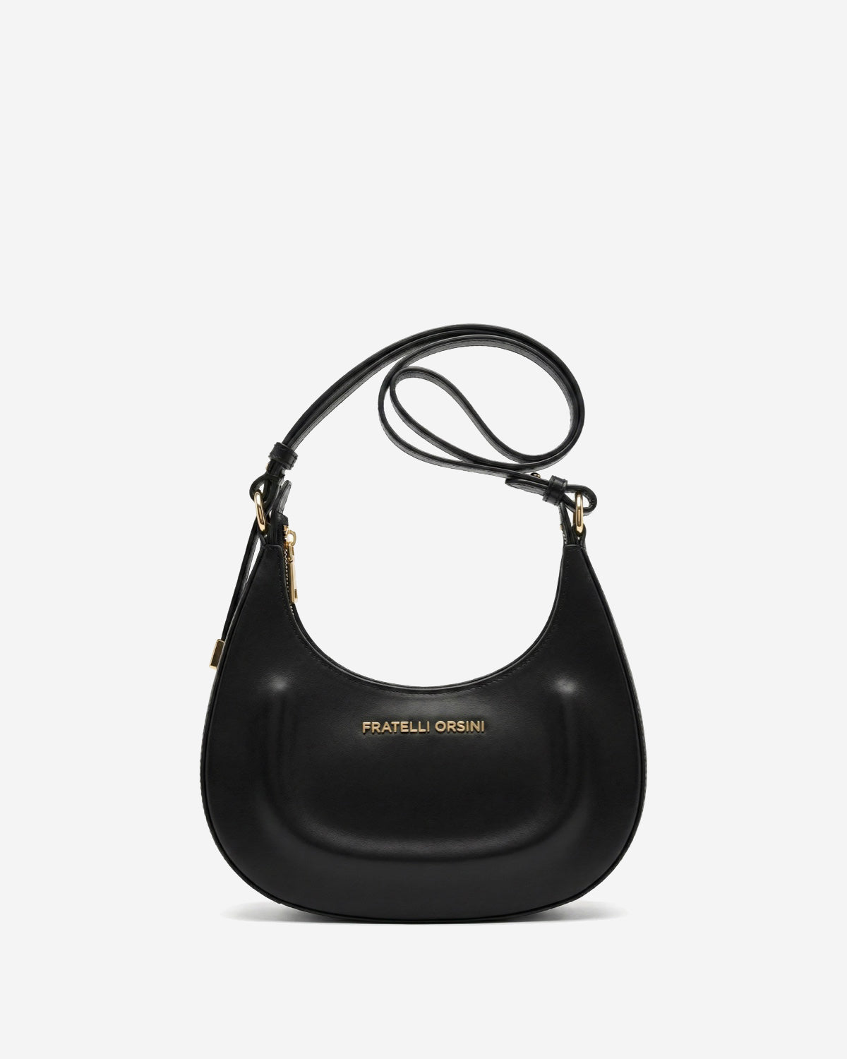 Ornella (black) - Italian calf leather women's crossbody bag (with shoulder strap) - Glamourous Grace