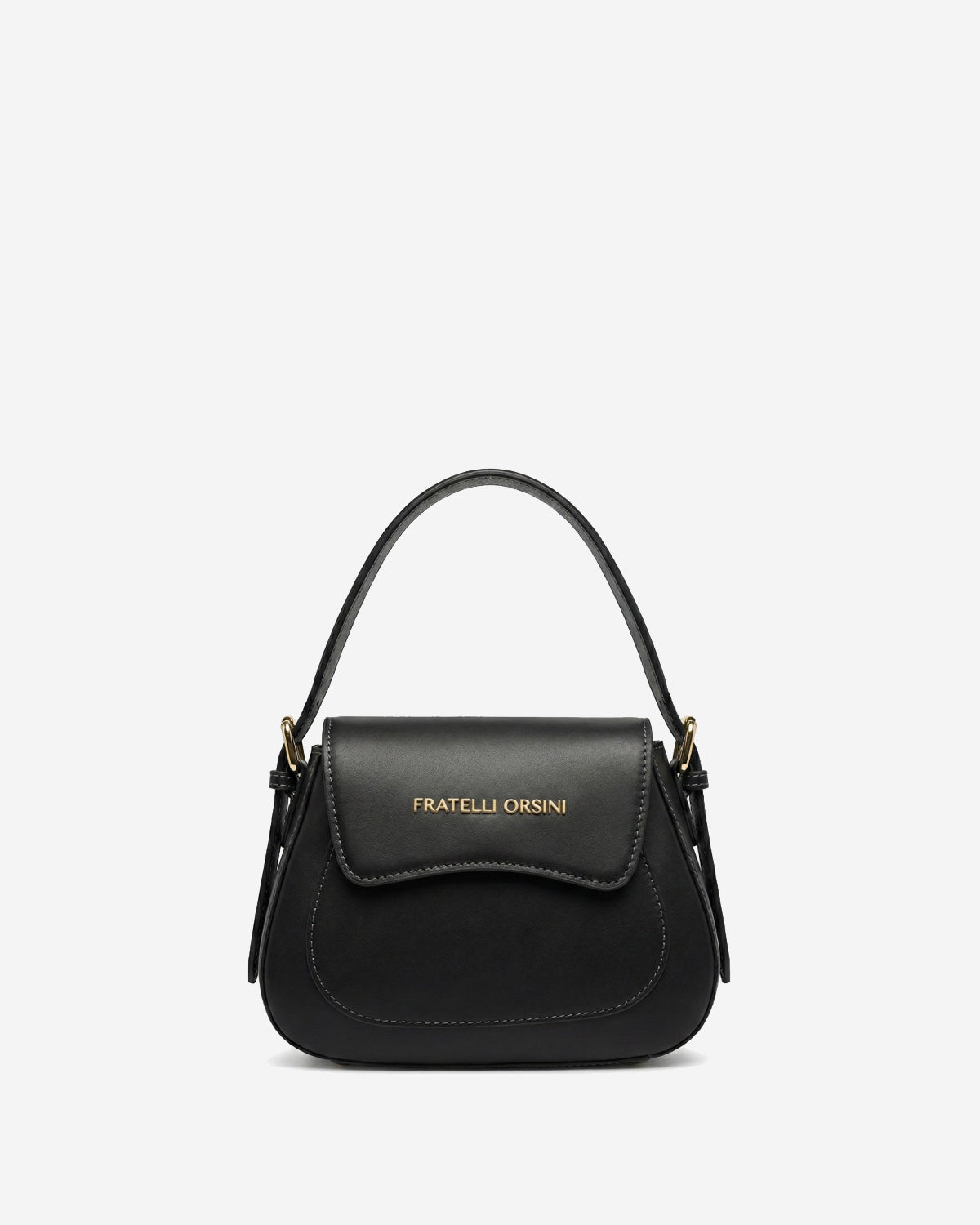 Ottavia (black) - Italian calf leather women's crossbody bag (with shoulder strap) - Glamourous Grace