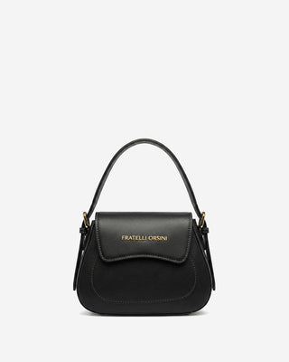 Ottavia (black) - Italian calf leather women's crossbody bag (with shoulder strap) - Glamourous Grace