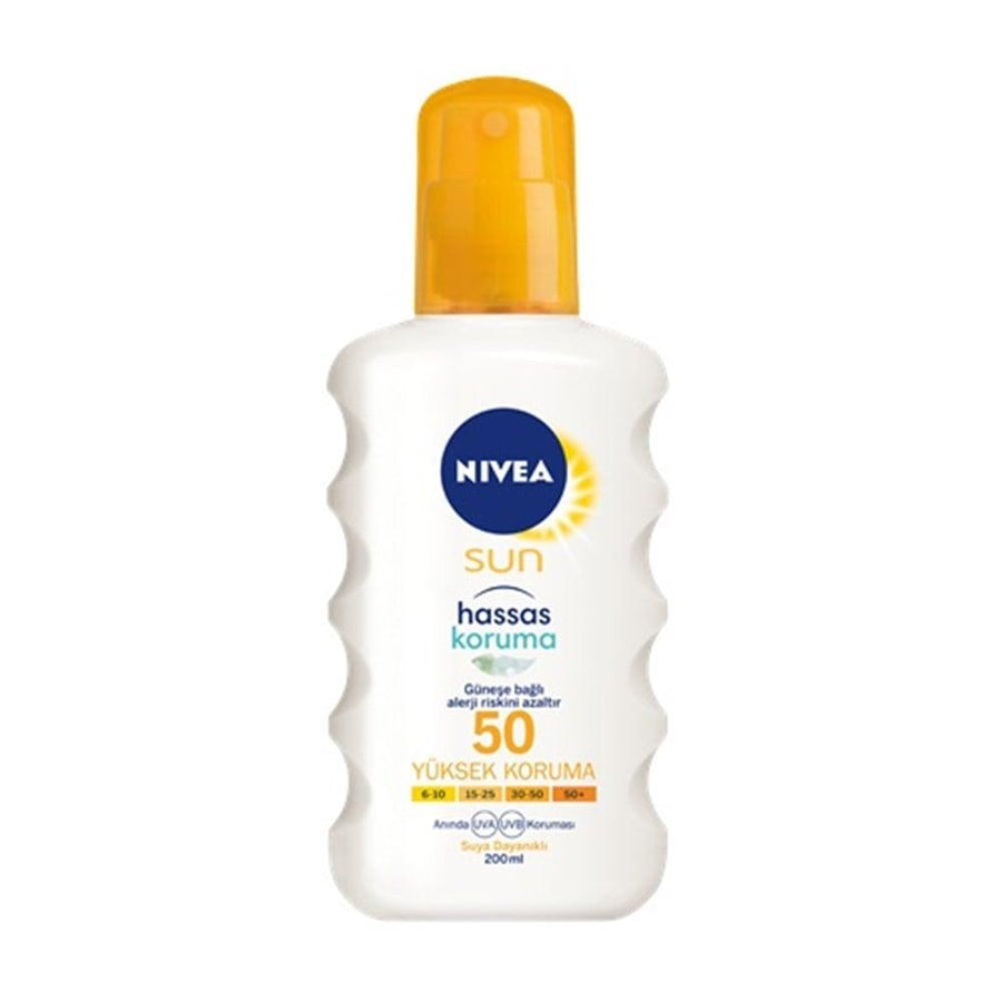 Nivea Sun Sensitive Protection SPF 50 Sunscreen Spray for Sensitive Skin - Water-resistant UVA/UVB Protection