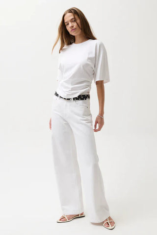 Jaydn Low Slung Palazzo Jeans White - Glamourous Grace