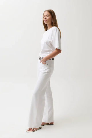 Jaydn Low Slung Palazzo Jeans White - Glamourous Grace