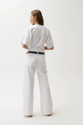 Jaydn Low Slung Palazzo Jeans White - Glamourous Grace