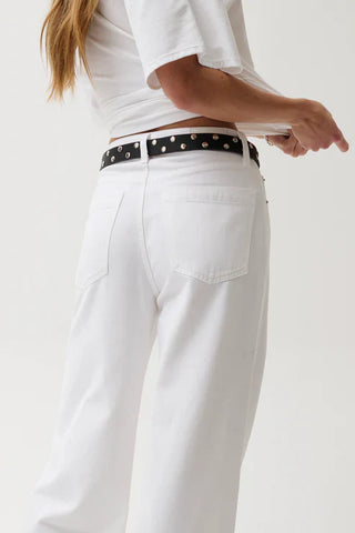 Jaydn Low Slung Palazzo Jeans White - Glamourous Grace