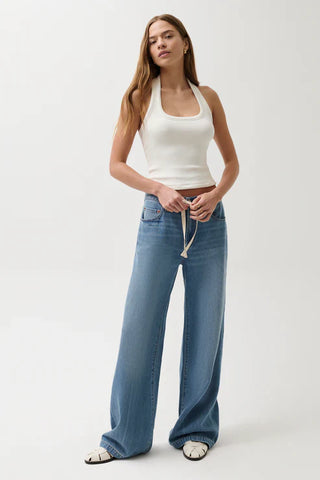 Jadyn Mid Rise Drawstring Palazzo Jean Expanse