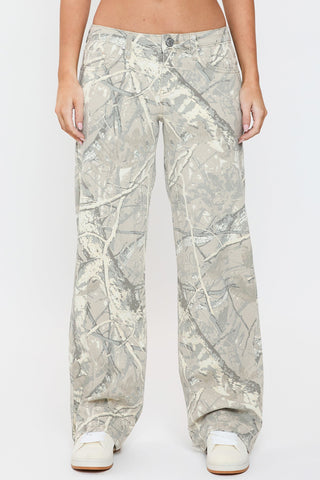 Women's Britney Printed Low Rise Wide Leg Jeans