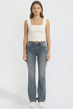 Women's Bootcut Jeans with Cross Hatch Detail