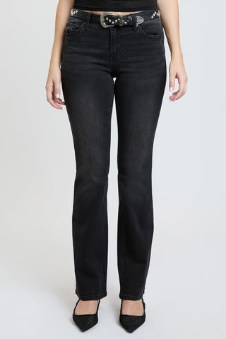 Women's Mid Rise Belted Bootcut Jeans