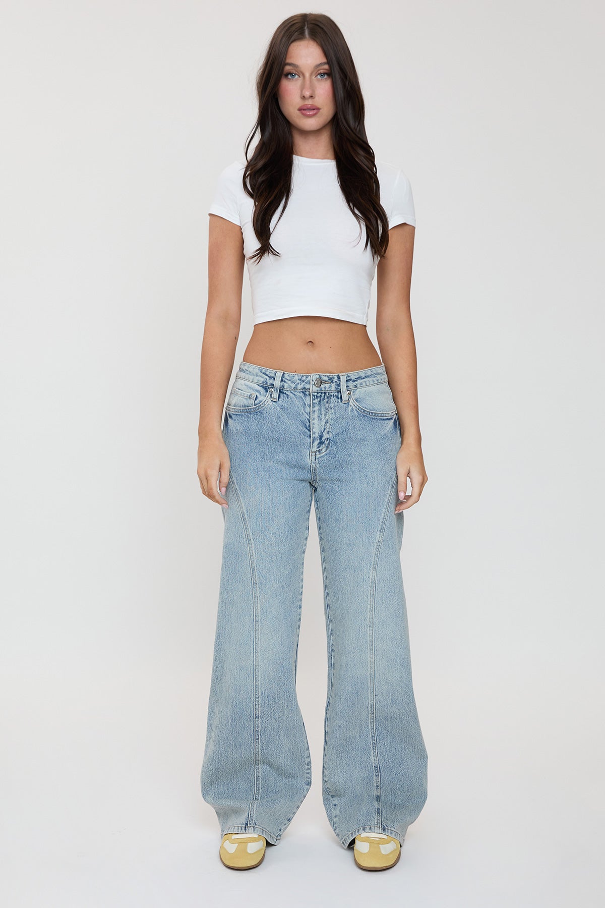 Women's Luxe Bella Seam Detail Wide Leg Jeans - Glamourous Grace