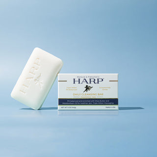HARP® FRAGRANCE FREE Body Wash Bar – pH Balanced (5.0–6.0) Syndet Cleanser, No Lye, Non-Comedogenic, Gentle for Sensitive & Dry Skin, With Shea Butter & Borage Oil. 5oz Bars