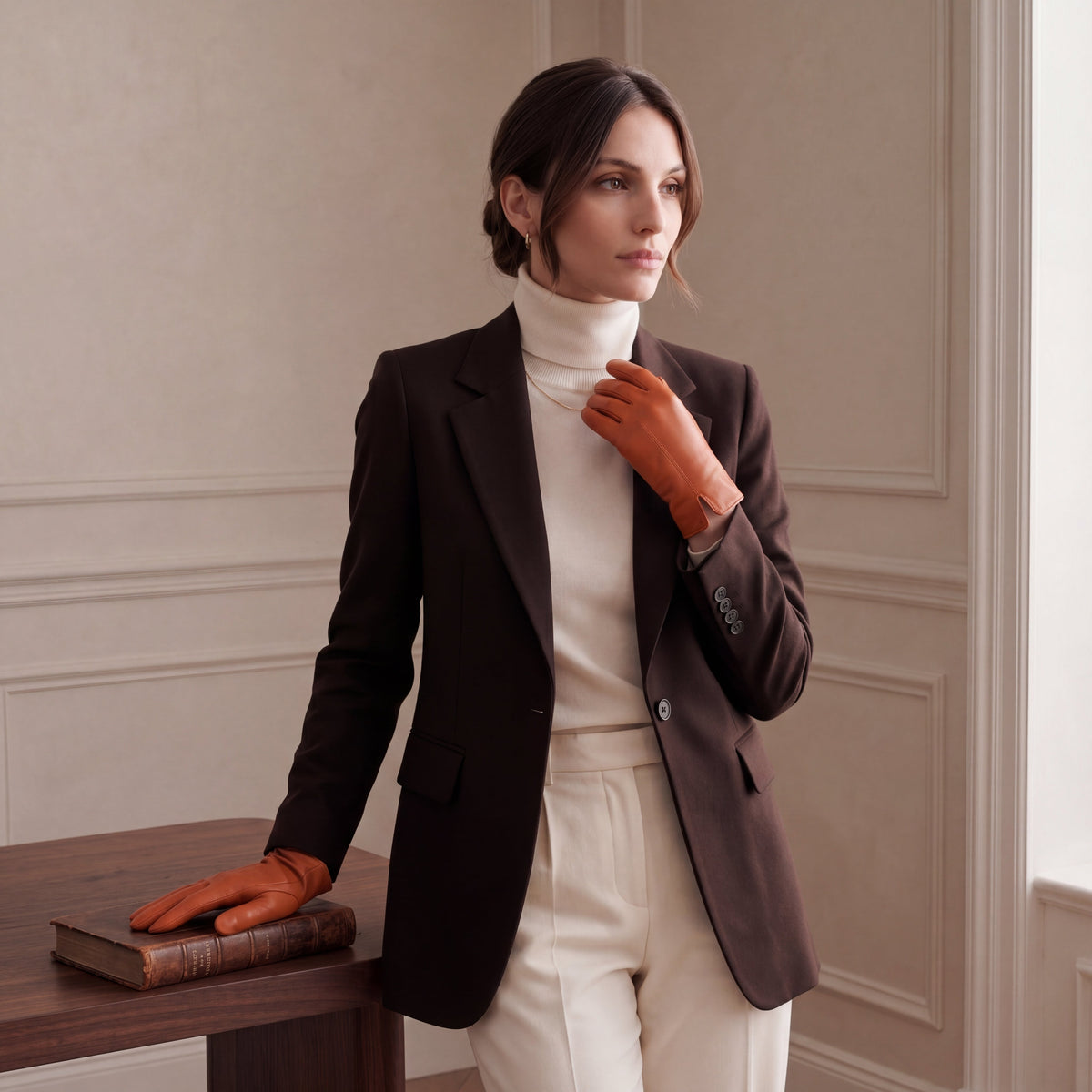 P2666 (orange) – Women’s unlined Italian lambskin leather dress gloves - Glamourous Grace