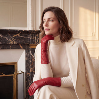 P2666 (red) - Women’s unlined Italian lambskin leather dress gloves - Glamourous Grace
