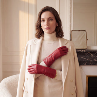 P2666 (red) - Women’s unlined Italian lambskin leather dress gloves - Glamourous Grace