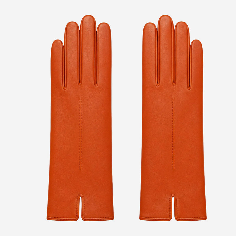 P2666 (orange) – Women’s unlined Italian lambskin leather dress gloves - Glamourous Grace
