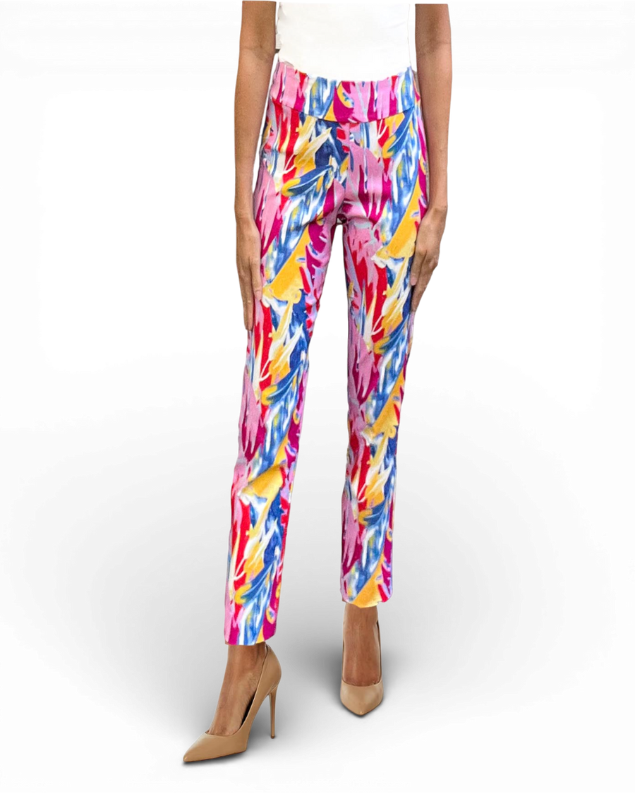 Krazy Larry P507 Pull on Pant - Pink Abstract - Glamourous Grace