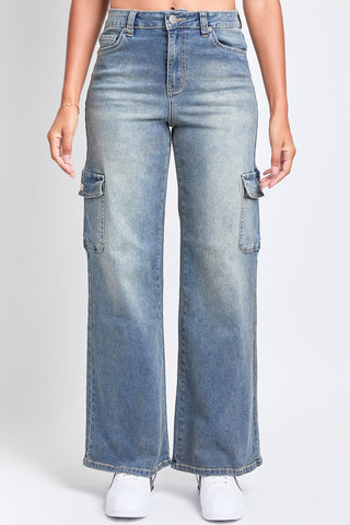 Women's High Rise Wide Leg Skater Cargo Jeans