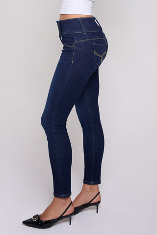 Women's Mid Rise 3-Button WannaBettaButt Skinny Jeans - Glamourous Grace