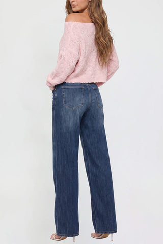Women's Wide Leg Jeans with Seam Detail
