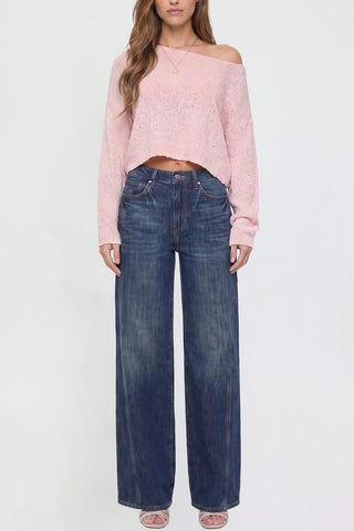 Women's Wide Leg Jeans with Seam Detail
