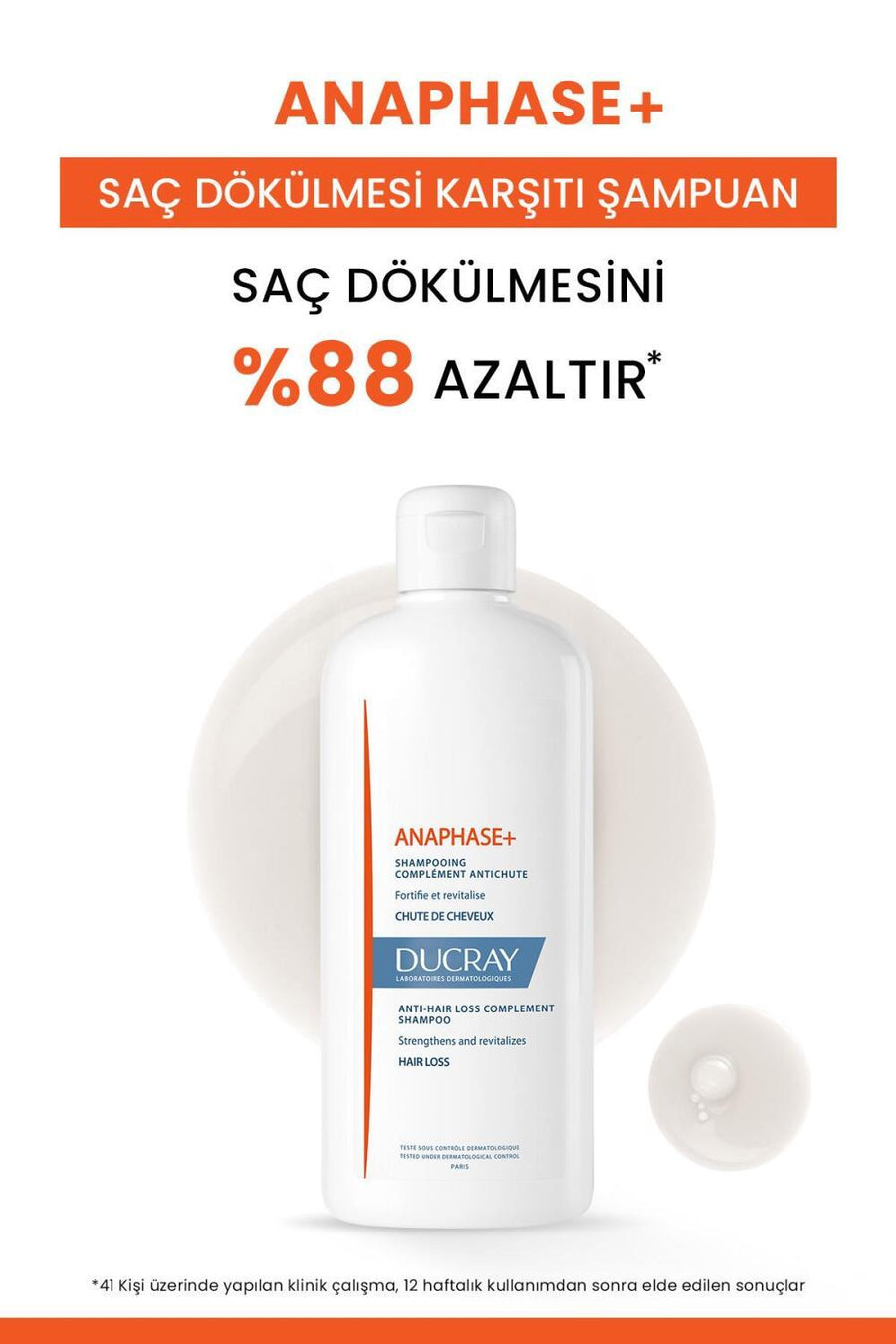 Ducray Anaphase+ Anti-Hair Loss Shampoo - Strengthens Hair, Biodegradable Formula - 13.53 fl oz
