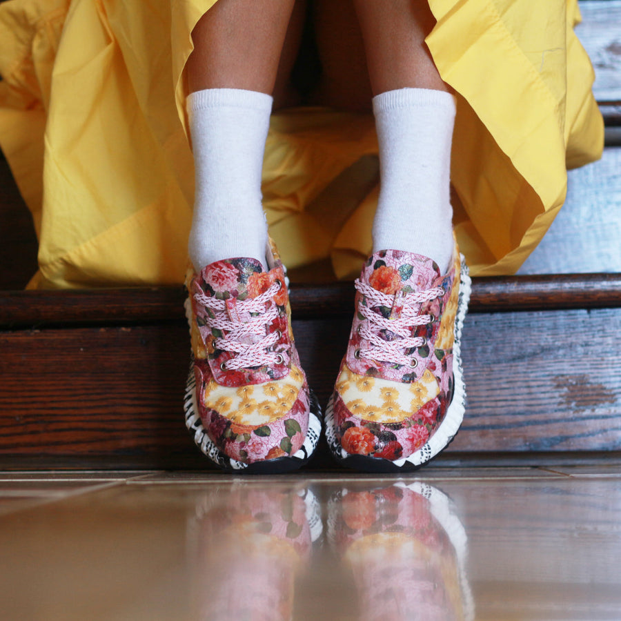 Pinky Floral Dad Sneakers - Glamourous Grace