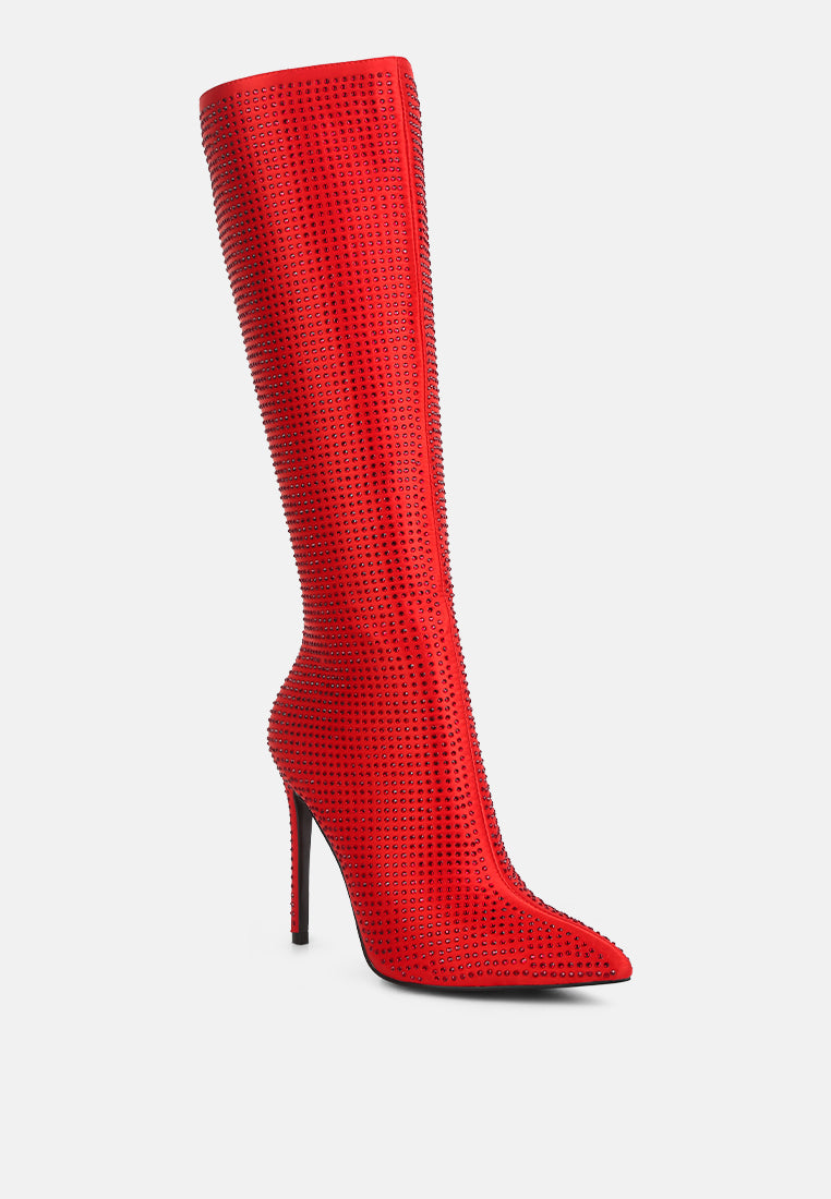 Pipette Diamante Set High Heeled Calf Boot - Glamourous Grace