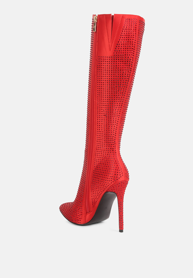Pipette Diamante Set High Heeled Calf Boot - Glamourous Grace